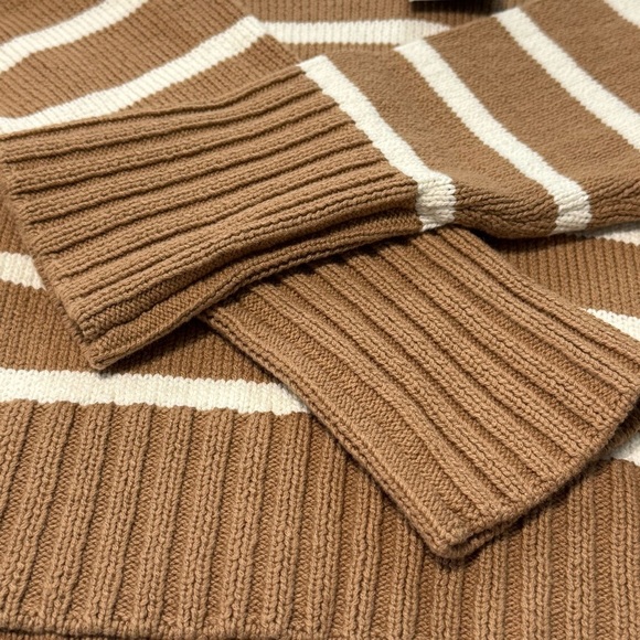 NWT Veronica Beard Jovie Pullover Sweater Women M Striped Cotton Khaki Ivory - Picture 7 of 16